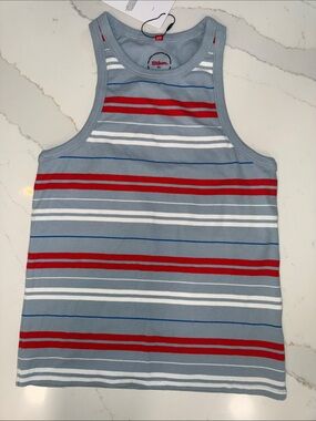 Wilson Women’s Light Gray Tank with Red, White & Blue Stripes